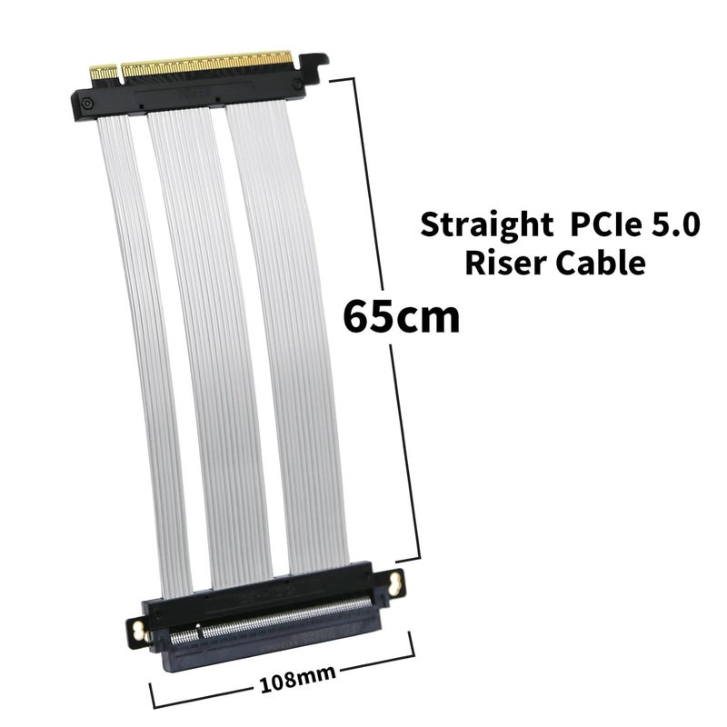 GIGA-MEGA PCIe 5.0 X16 Riser Cable Dual Reverse and Straight GPU Extension Cable GEN5 for ITX A4 Case RTX5090 (Straight 65cm) - Image 2